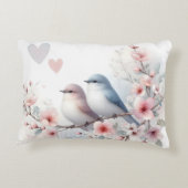 Romantic Love Birds Cherry Blossom Branch Accent Kussen (Achterkant)