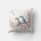 Romantic Love Birds Cherry Blossom Branch Kussen (Achterkant)