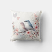 Romantic Love Birds Cherry Blossom Branch Kussen (Voorkant)