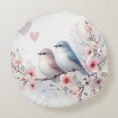 Romantic Love Birds Cherry Blossom Branch Rond Kussen (Achterkant)