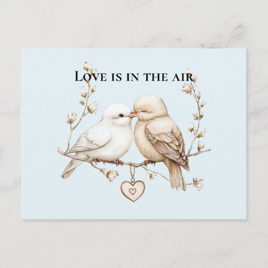 Romantic Love Birds Cloud Heart Briefkaart (Voorkant)