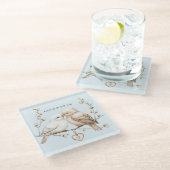 Romantic Love Birds Heart Wedding Glazen Onderzetter (Schuin)