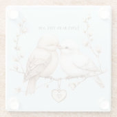 Romantic Love Birds Heart Wedding Glazen Onderzetter (Achterkant)