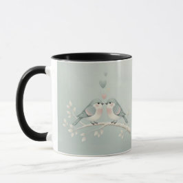 Romantic Love Birds Watercolor Combo Mug - Soft Bl Mok