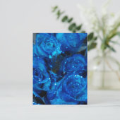 Romantic Love Blue Glitter Glamour Rozen Briefkaart (Staand voorkant)