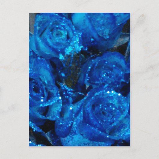 Romantic Love Blue Glitter Glamour Rozen Briefkaart (Voorkant)