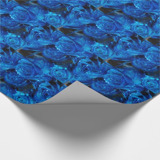Romantic Love Blue Glitter Glamour Rozen Cadeaupapier (Hoek)
