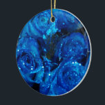 Romantic Love Blue Glitter Glamour Rozen Keramisch Ornament<br><div class="desc">Romantic Love Blue Glitter Glamour Rozen</div>