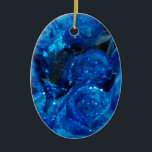 Romantic Love Blue Glitter Glamour Rozen Keramisch Ornament<br><div class="desc">Romantic Love Blue Glitter Glamour Rozen</div>