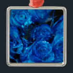 Romantic Love Blue Glitter Glamour Rozen Metalen Ornament<br><div class="desc">Romantic Love Blue Glitter Glamour Rozen</div>