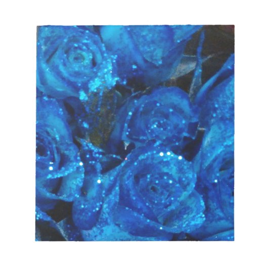 Romantic Love Blue Glitter Glamour Rozen Notitieblok (Voorkant)
