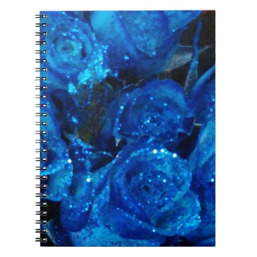 Romantic Love Blue Glitter Glamour Rozen Notitieboek (Voorkant)