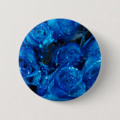 Romantic Love Blue Glitter Glamour Rozen Ronde Button 5,7 Cm (Voorkant)