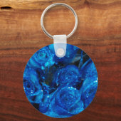 Romantic Love Blue Glitter Glamour Rozen Sleutelhanger (Voorkant)