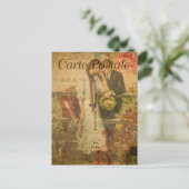  Romantic Love Couple Floral Frans Briefkaart (Staand voorkant)
