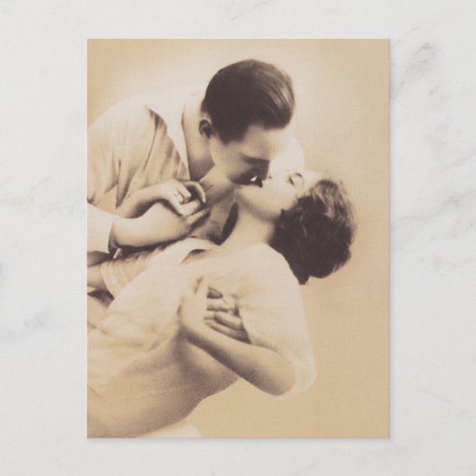 Romantic Love Couple Kissing vintage illustration Briefkaart (Voorkant)