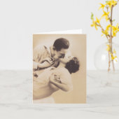 Romantic Love Couple Kissing vintage illustration Kaart (Gele Bloem)