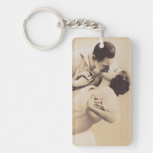 Romantic Love Couple Kissing vintage illustration Sleutelhanger (Voorkant)