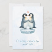 Romantic Love Cute Penguin Valentine’s Day Card Feestdagenkaart (Voorkant)