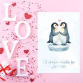 Romantic Love Cute Penguin Valentine’s Day Card Feestdagenkaart