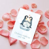 Romantic Love Cute Penguin Valentine’s Day Card Feestdagenkaart