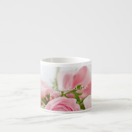 Romantic Love Espresso Mok Pink Flower Bouquet