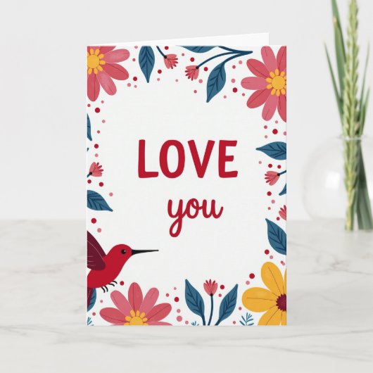 Romantic Love Floral Card Kaart (Voorkant)