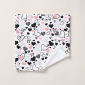 Romantic Love Gift Bath Towel Pink Black Hearts Bad Handdoek (Wasdoekje)