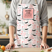 Romantic Love Gift Pink Black Heart Sketch Apron Schort
