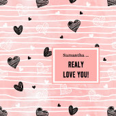 Romantic Love Gift Shower Curtain Pink Black Heart Douchegordijn