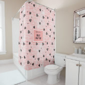 Romantic Love Gift Shower Curtain Pink Black Heart Douchegordijn (In situ)