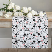 Romantic Love Gift Table Runner Pink Black Hearts Lange Tafelloper