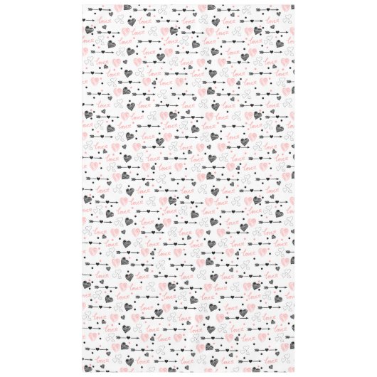 Romantic Love Gift Tablecloth Pink Black Hearts Tafelkleed (Voorkant)