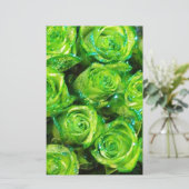 Romantic Love Green Valentijn Glitter Rozen Briefpapier (Staand voorkant)