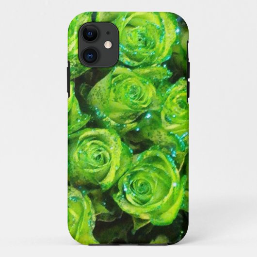 Romantic Love Green Valentijn Glitter Rozen Case-Mate iPhone Case (Achterkant)