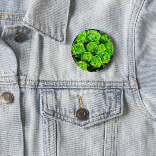 Romantic Love Green Valentijn Glitter Rozen Ronde Button 5,7 Cm (In situ)