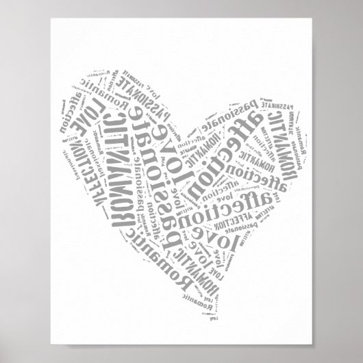 Romantic Love Grey and White Heart I Poster (Voorkant)