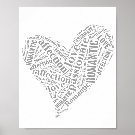 Romantic Love Grey and White Heart II Poster (Voorkant)
