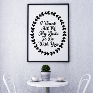 Romantic Love Heart Poem citeert Typografie Art Poster
