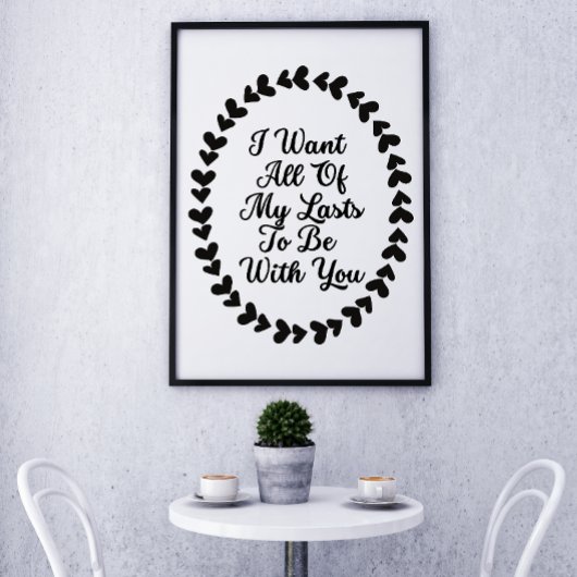 Romantic Love Heart Poem citeert Typografie Art Poster