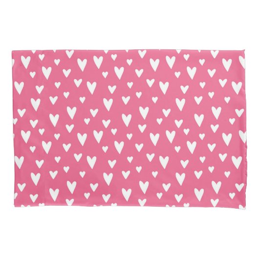 Romantic Love Hearts Pink White Girly Valentijn Kussensloop (Voorkant)