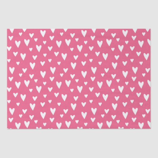 Romantic Love Hearts Pink White Girly Valentijn Tissuepapier (Voorkant)
