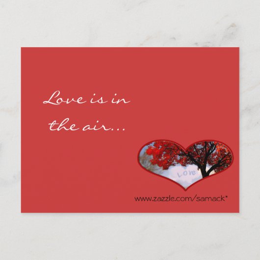 Romantic Love is in Air Red Herfst Tree Briefkaart (Achterkant)