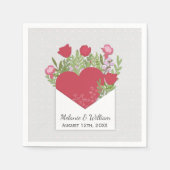 Romantic Love Letter Rozen & Heart Custom Wedding Servet (Voorkant)