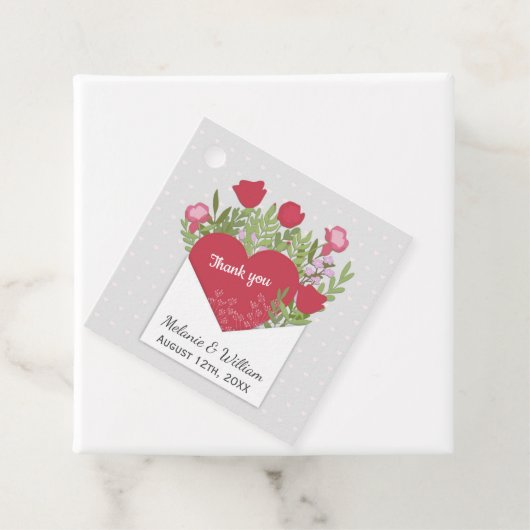 Romantic Love Letter Rozen & Heart Hartelijk dank Bedankjes Labels (In situ)