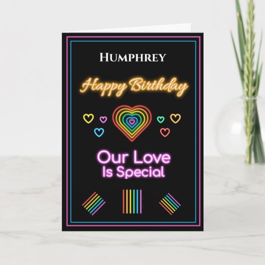 Romantic Love LGBT Rainbow Birthday personaliseren Kaart (Voorkant)