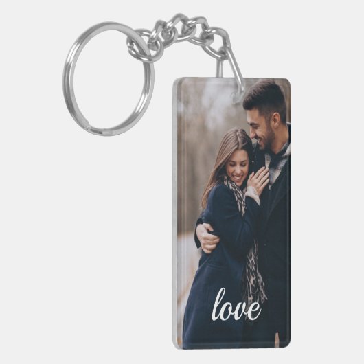 Romantic Love Message Date Personalized Photo Keyc Sleutelhanger (Voorkant Links)
