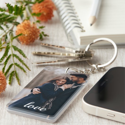 Romantic Love Message Date Personalized Photo Keyc Sleutelhanger (Voorkant Rechts)