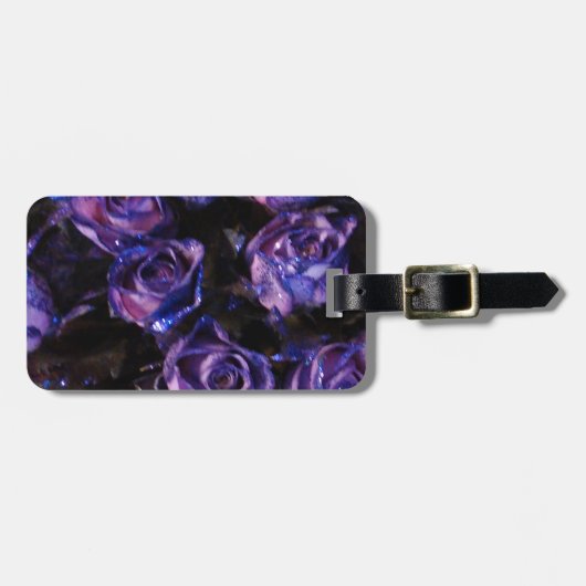 Romantic Love Paarse Valentijn Glitter Rozen Bagagelabel (Voorkant horizontaal)