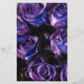 Romantic Love Paarse Valentijn Glitter Rozen Briefpapier (Voorkant)